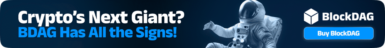 Astronaut promoting a cryptocurrency presale event for BlockDAG