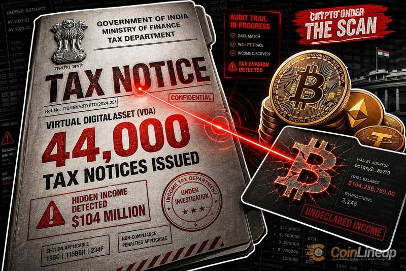 India Issues 44,000 Crypto VDA Tax Notices, Finds $104 Million in Hidden Income