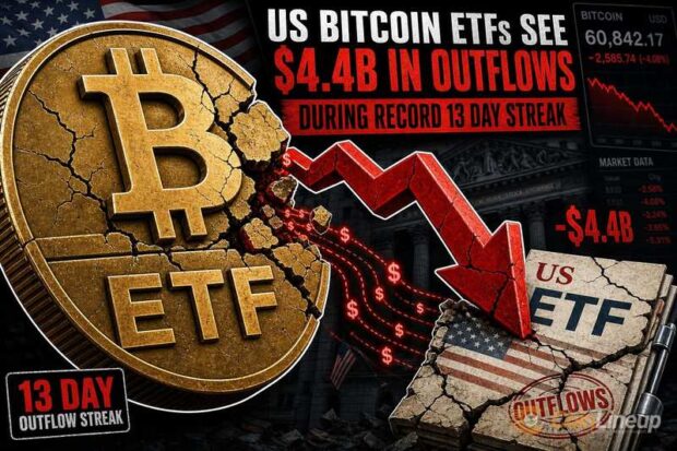us bitcoin etfs 4 4 billion outflows record 13 day streak thumbnail
